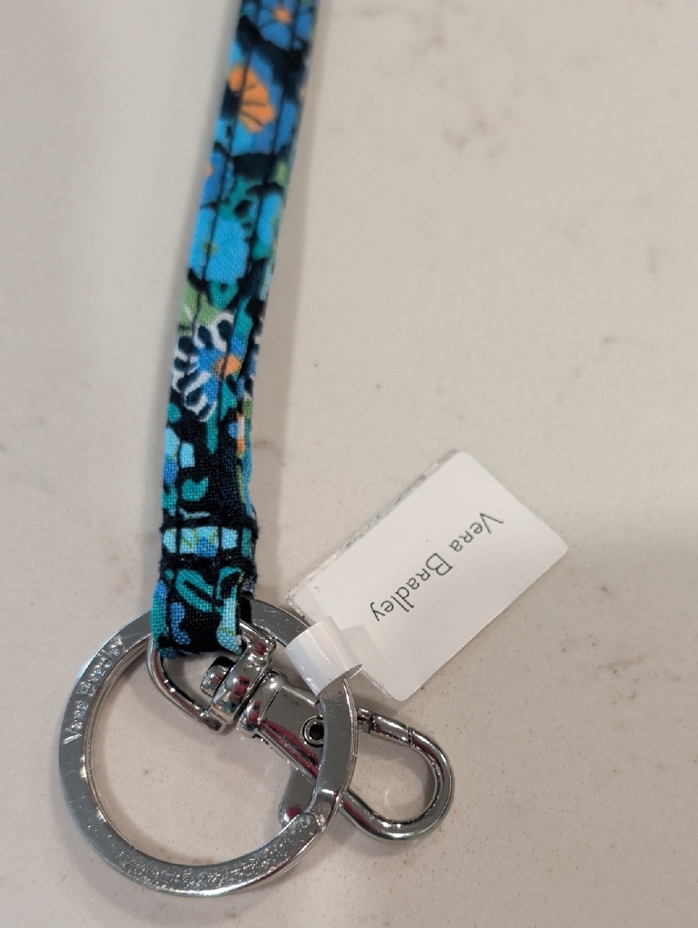 Vera Bradley Floral Lanyard Keychain Necklace - Blue Multi
